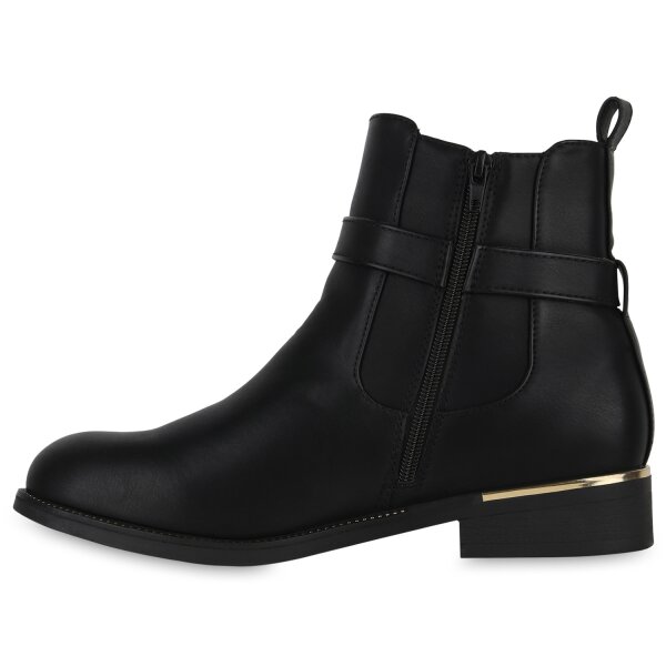 Stiefelparadies Damen Übergrößen Biker Boots in Schwarz