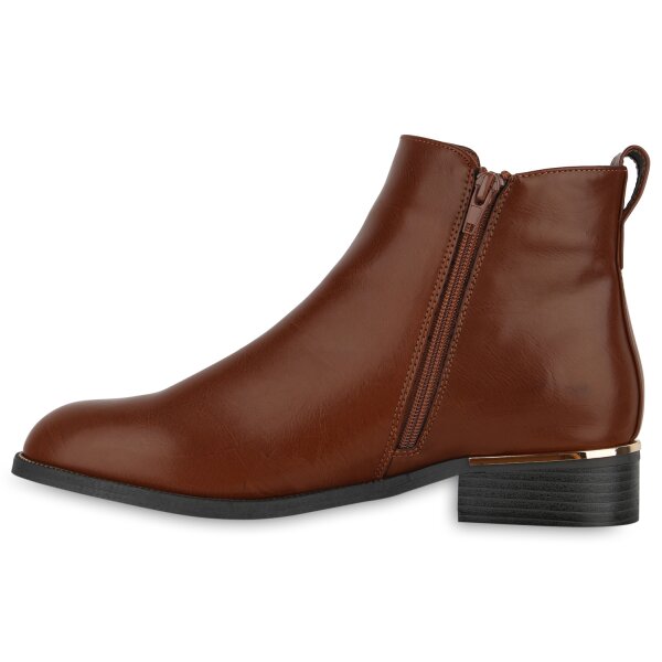 Stiefelparadies Damen Übergrößen Klassische Stiefeletten in Hellbraun