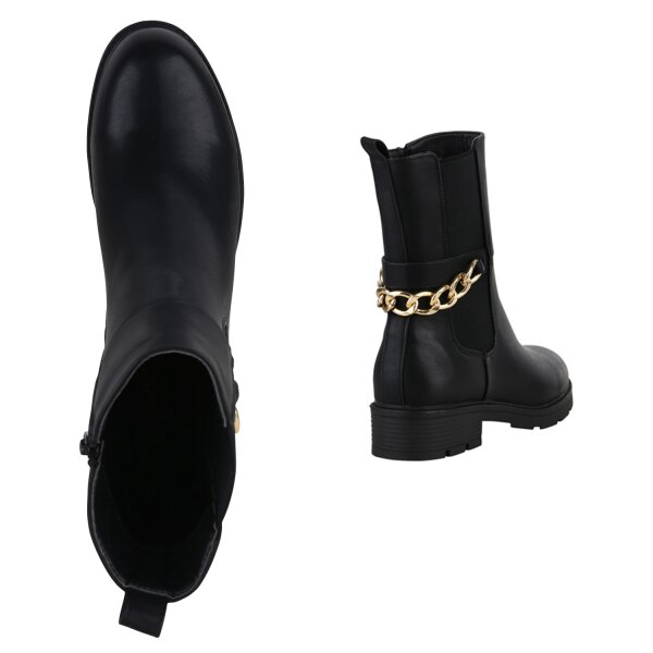 Stiefelparadies Damen Übergrößen Klassische Stiefeletten in Schwarz Fabrikverkauf