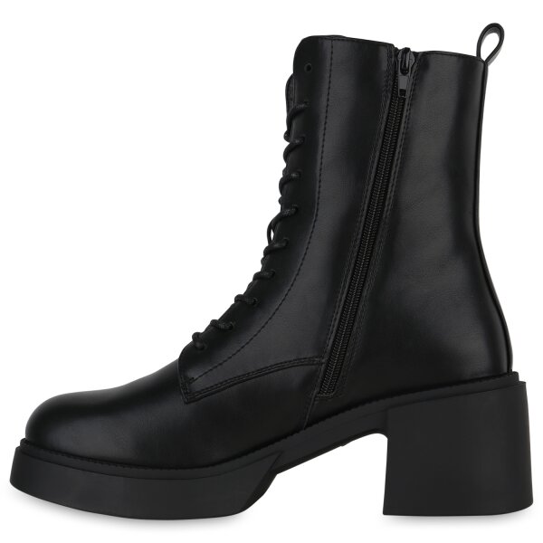 Stiefelparadies Damen Übergrößen Schnürstiefeletten in Schwarz