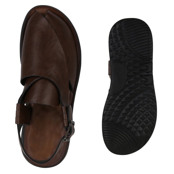 Stiefelparadies Herren Komfort Sandalen in Braun Hotsell