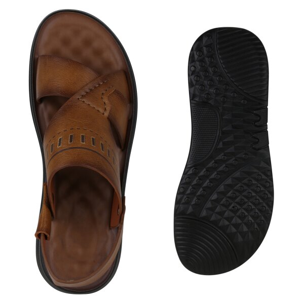 Stiefelparadies Herren Komfort Sandalen in Hellbraun im Angebot