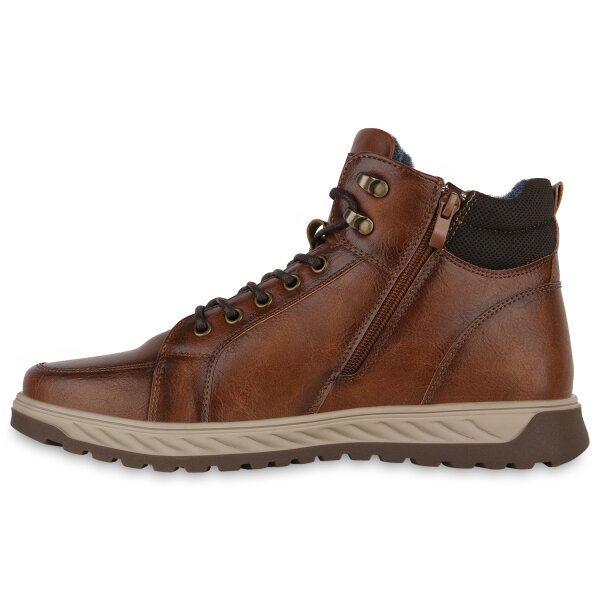 Stiefelparadies Herren Worker Boots in Hellbraun Dunkelblau