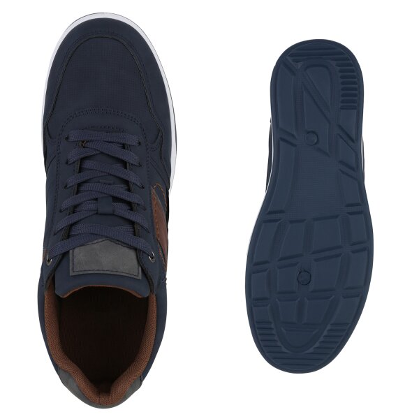 Stiefelparadies Herren Sneaker low in Schwarz Dunkelblau Schlussverkauf