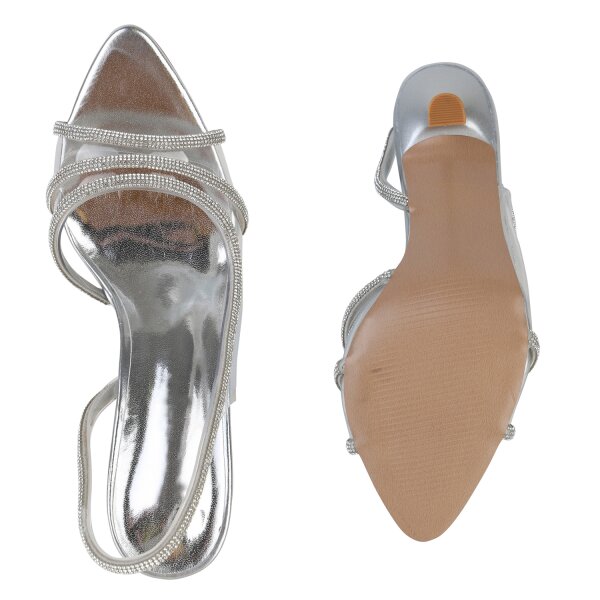 Stiefelparadies Damen High Heels in Silber Fabrikverkauf