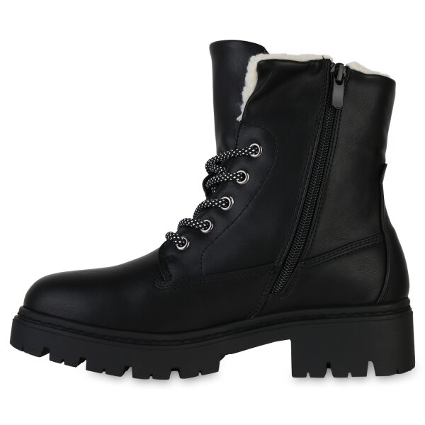 Stiefelparadies Damen Schnürstiefeletten in Schwarz Outlet