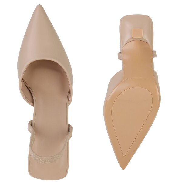 Stiefelparadies Damen Slingpumps in Beige Auslauf