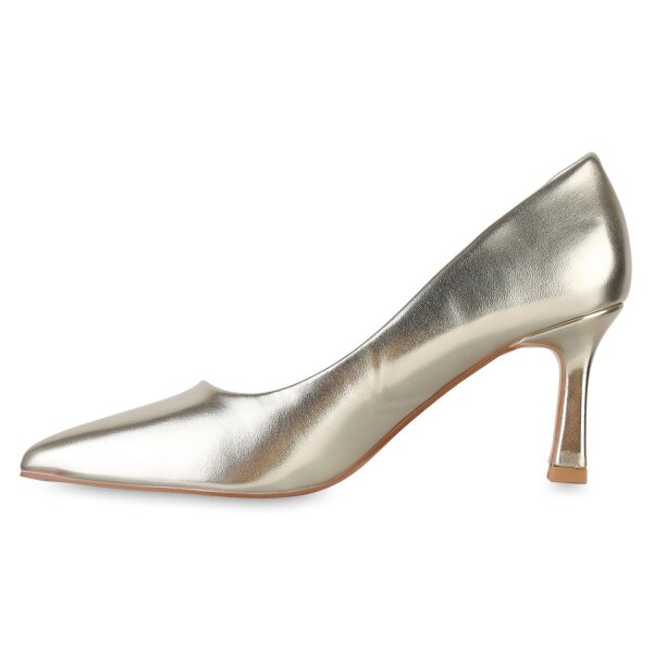 Stiefelparadies Damen Spitze Pumps in Gold Angebote