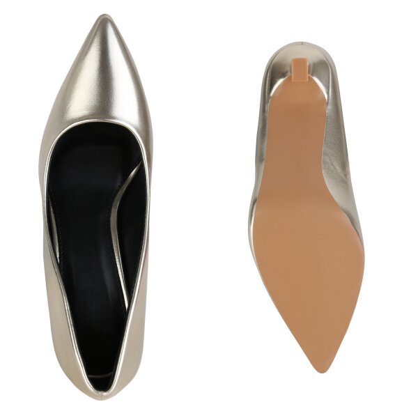 Stiefelparadies Damen Spitze Pumps in Gold Angebote