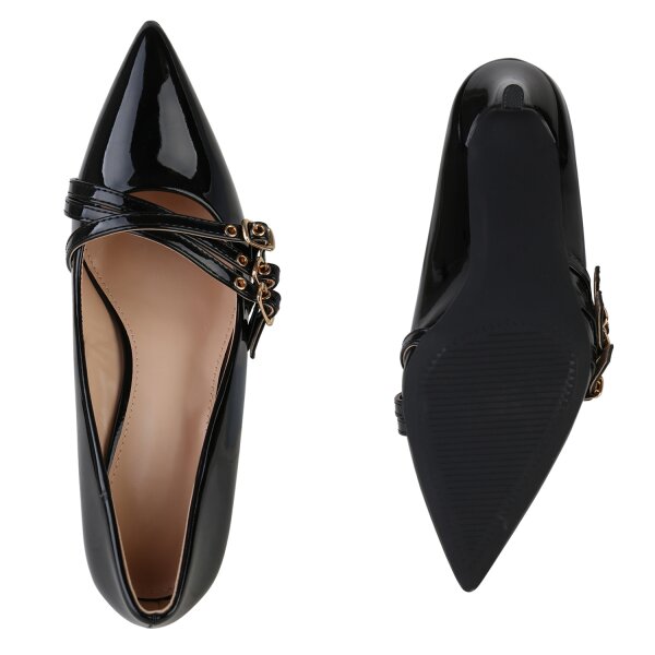 Stiefelparadies Damen Spitze Pumps in Schwarz Lack im Angebot