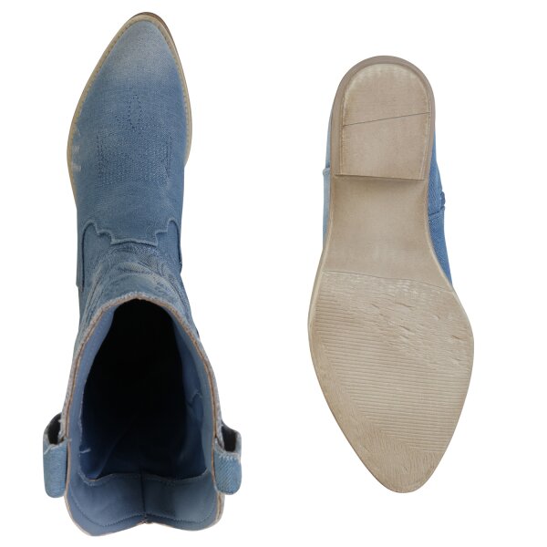 Stiefelparadies Damen Cowboy Boots in Hellblau Meist gekauft