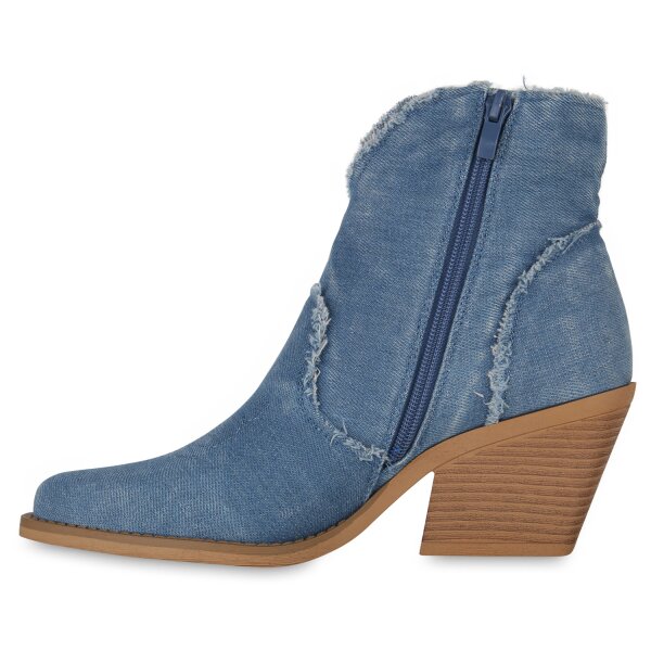 Stiefelparadies Damen Cowboy Boots in Hellblau Blitzverkäufe