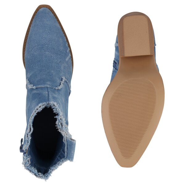 Stiefelparadies Damen Cowboy Boots in Hellblau Blitzverkäufe