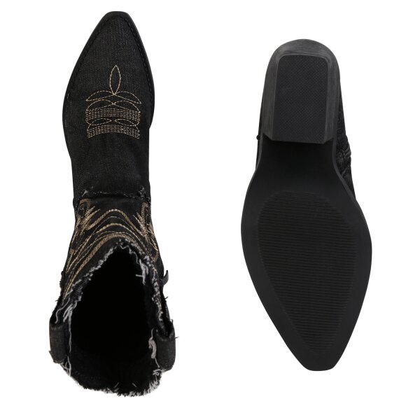 Stiefelparadies Damen Cowboy Boots in Schwarz Outlet