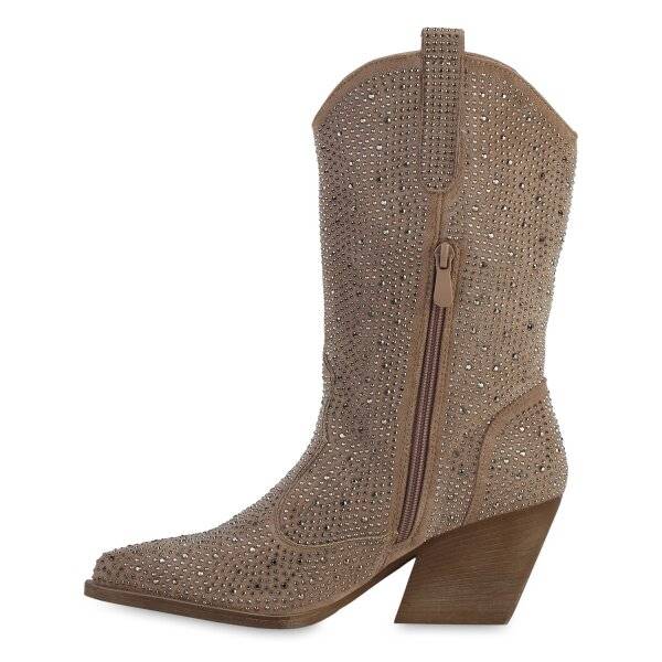 Stiefelparadies Damen Cowboystiefel in Khaki Hotsell