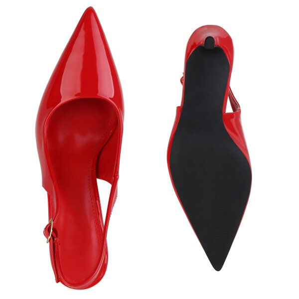 Stiefelparadies Damen Slingpumps in Rot Lack Günstiger Verkauf