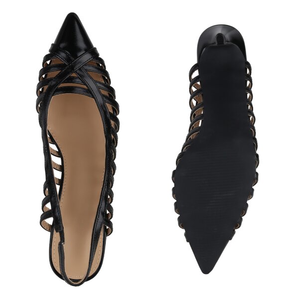 Stiefelparadies Damen Slingpumps in Schwarz Fabrikverkauf