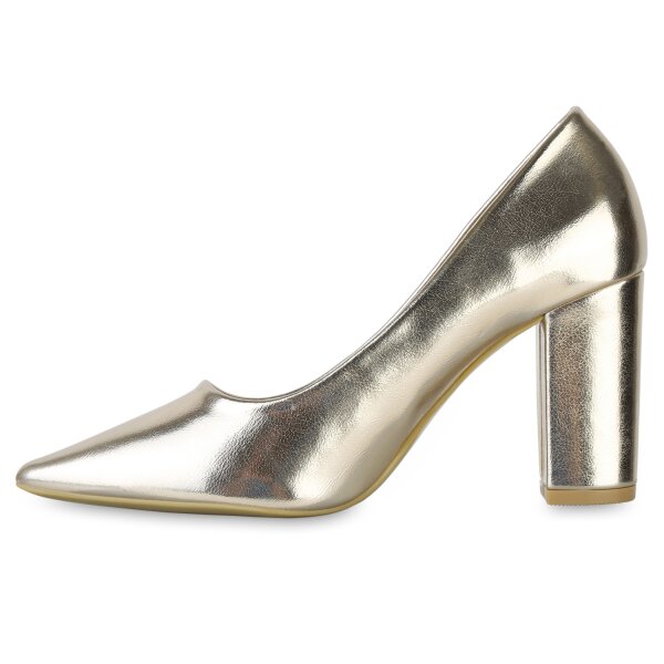 Stiefelparadies Damen Spitze Pumps in Gold Blitzverkäufe