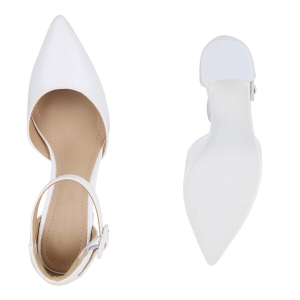 Stiefelparadies Damen Spitze Pumps in Weiss Outlet