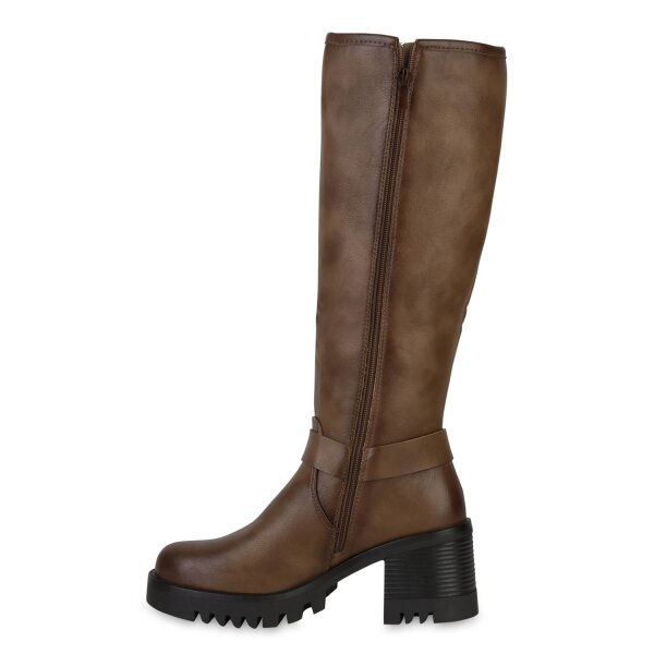 Stiefelparadies Damen Bikerstiefel in Khaki Angebote