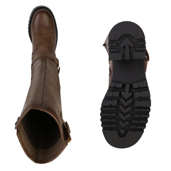 Stiefelparadies Damen Bikerstiefel in Khaki Angebote