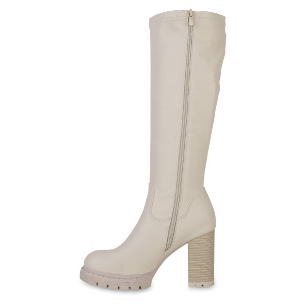 Stiefelparadies Damen Klassische Stiefel in Beige im Angebot