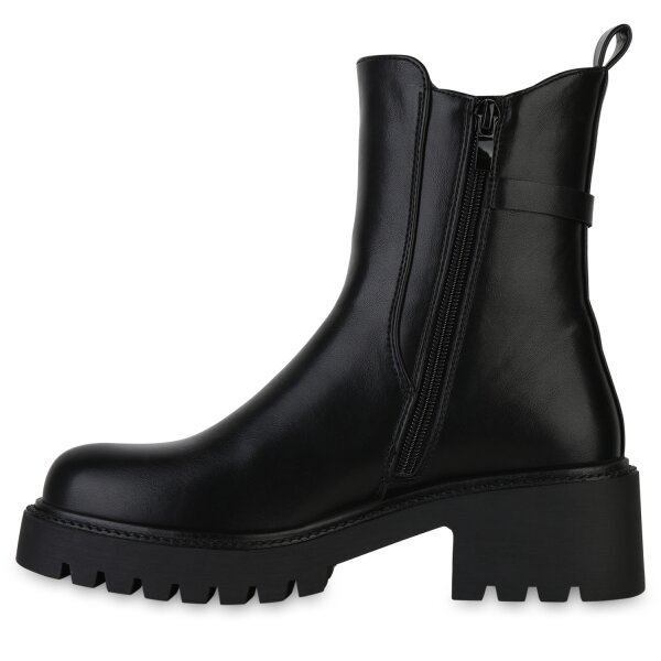 Stiefelparadies Damen Klassische Stiefeletten in Schwarz Günstiger Verkauf