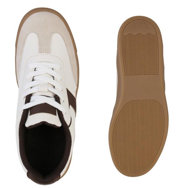 Stiefelparadies Damen Sneaker Low in Beige Blitzverkäufe