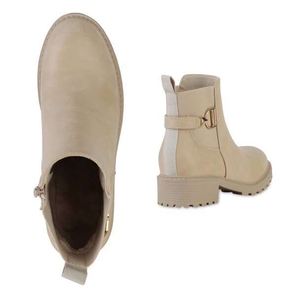 Stiefelparadies Damen Klassische Stiefeletten in Beige Meist gekauft