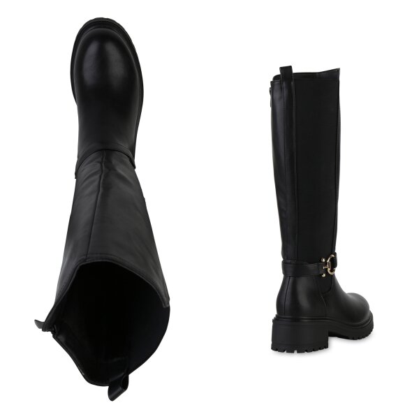 Stiefelparadies Damen Bikerstiefel in Schwarz Blitzverkäufe