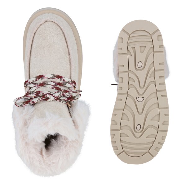Stiefelparadies Damen Winter Boots in Beige Angebote