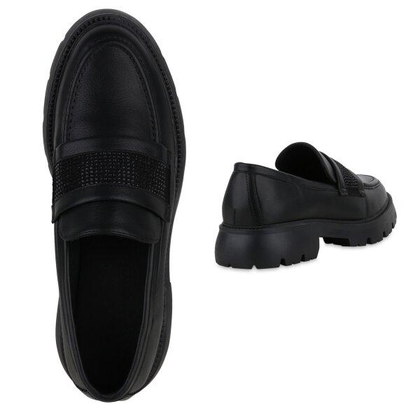 Stiefelparadies Damen Loafers in Schwarz Meist gekauft