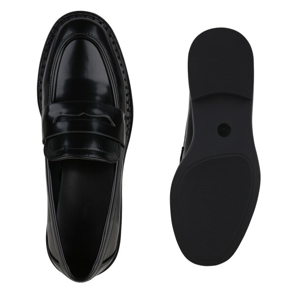 Stiefelparadies Damen Loafers in Schwarz Blitzverkäufe