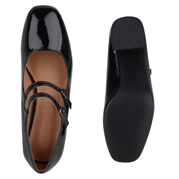 Stiefelparadies Damen Mary Janes in Schwarz Lack Online