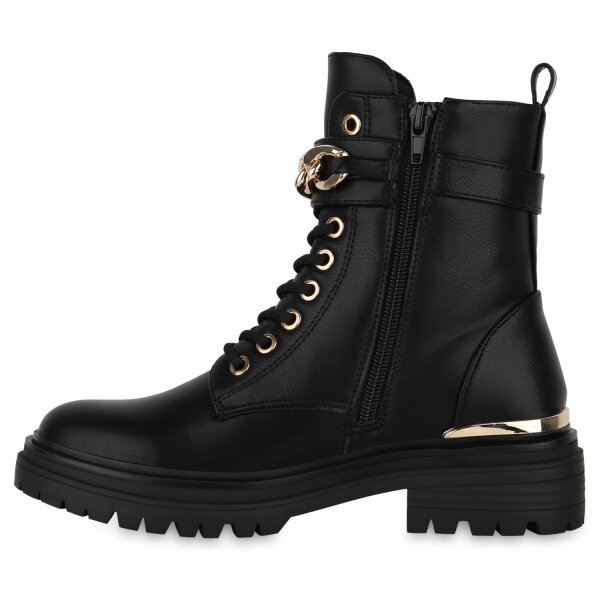 Stiefelparadies Damen Schnürstiefeletten in Schwarz
