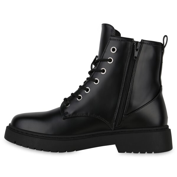 Stiefelparadies Damen Schnürstiefeletten in Schwarz