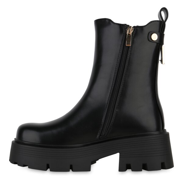 Stiefelparadies Damen Plateau Boots in Schwarz