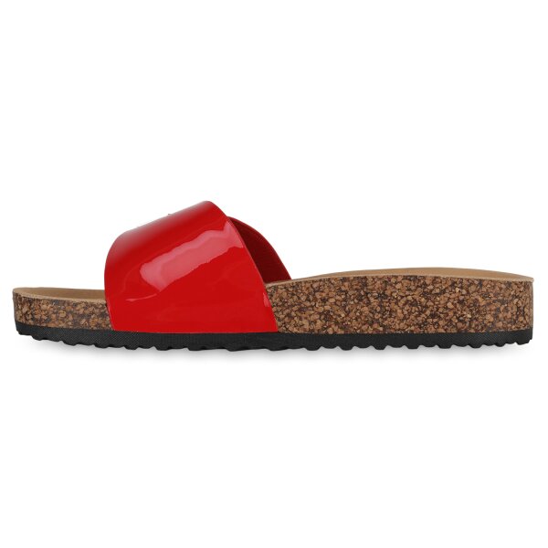 Stiefelparadies Damen Pantoletten in Rot Lack