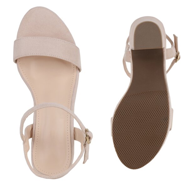 Stiefelparadies Damen Plateau Sandaletten in Beige Angebote