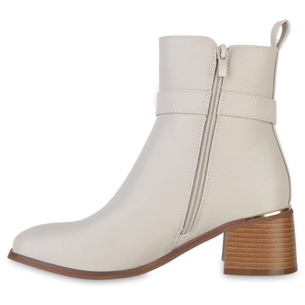 Stiefelparadies Damen Biker Boots in Beige