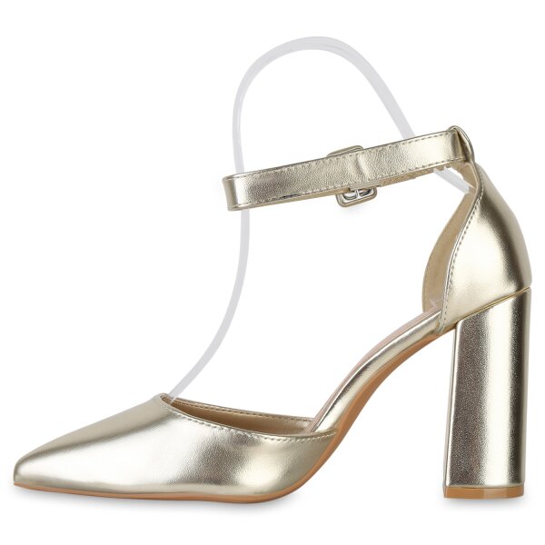 Stiefelparadies Damen Spitze Pumps in Gold