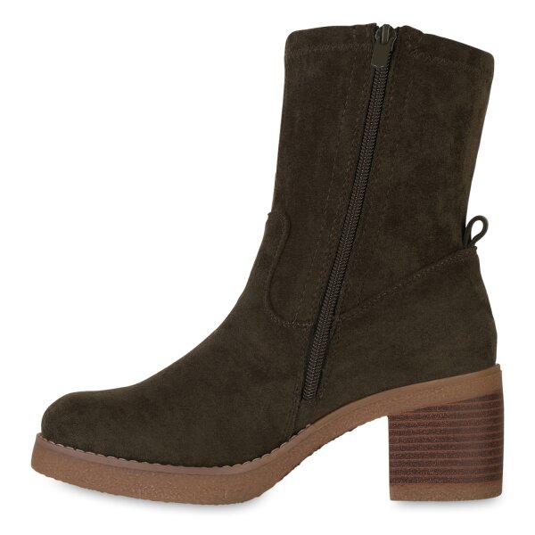 Stiefelparadies Damen Klassische Stiefeletten in Olivgrün