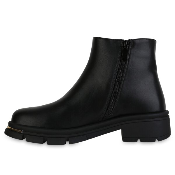 Stiefelparadies Damen Klassische Stiefeletten in Schwarz
