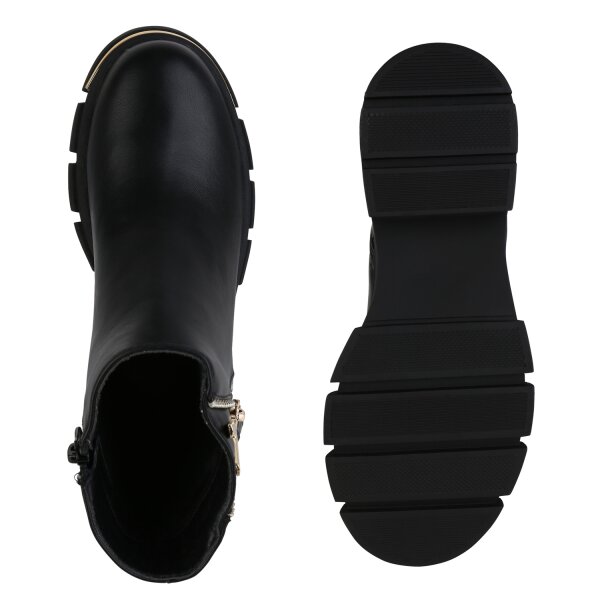 Stiefelparadies Damen Klassische Stiefeletten in Schwarz Fabrikverkauf