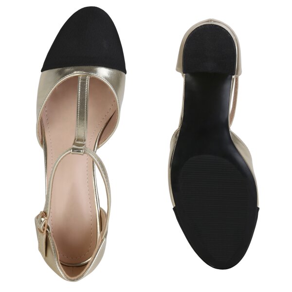Stiefelparadies Damen Mary Janes in Gold Blitzverkäufe
