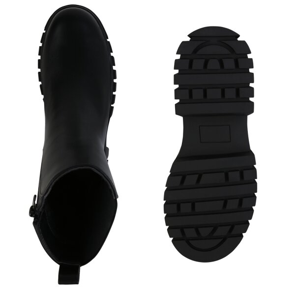 Stiefelparadies Damen Plateau Boots in Schwarz Online
