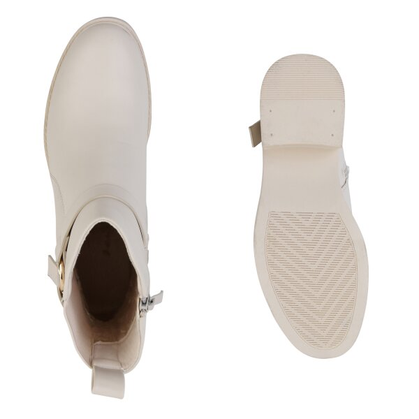 Stiefelparadies Damen Biker Boots in Beige Fabrikverkauf