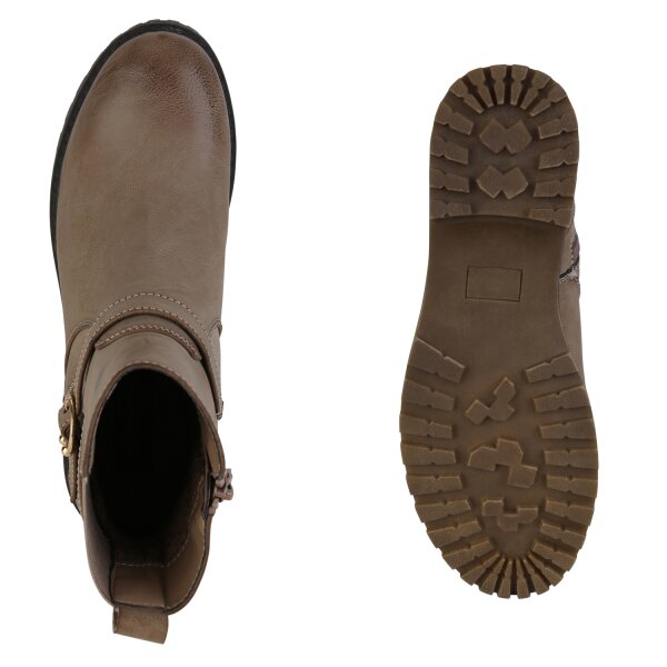 Stiefelparadies Damen Biker Boots in Khaki Meist gekauft