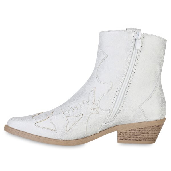 Stiefelparadies Damen Cowboy Boots in Silber