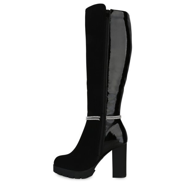 Stiefelparadies Damen High Heels in Schwarz Lack